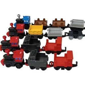 GeoTRAX Lot of 4 Colorful Train Sets Push Along Steam Engines & Wagons 14 Pieces